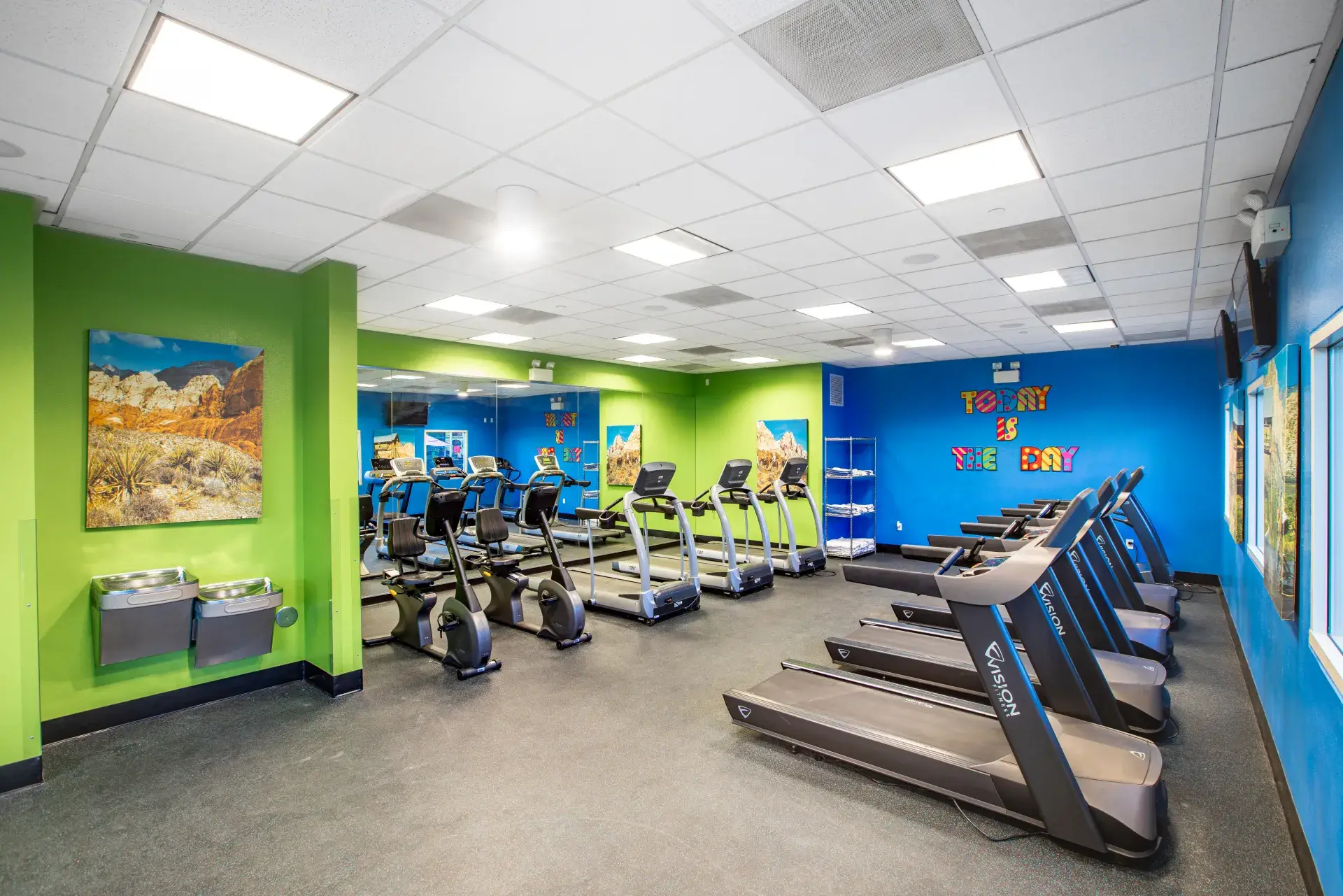 Fitness center with cardio equipment and treadmills