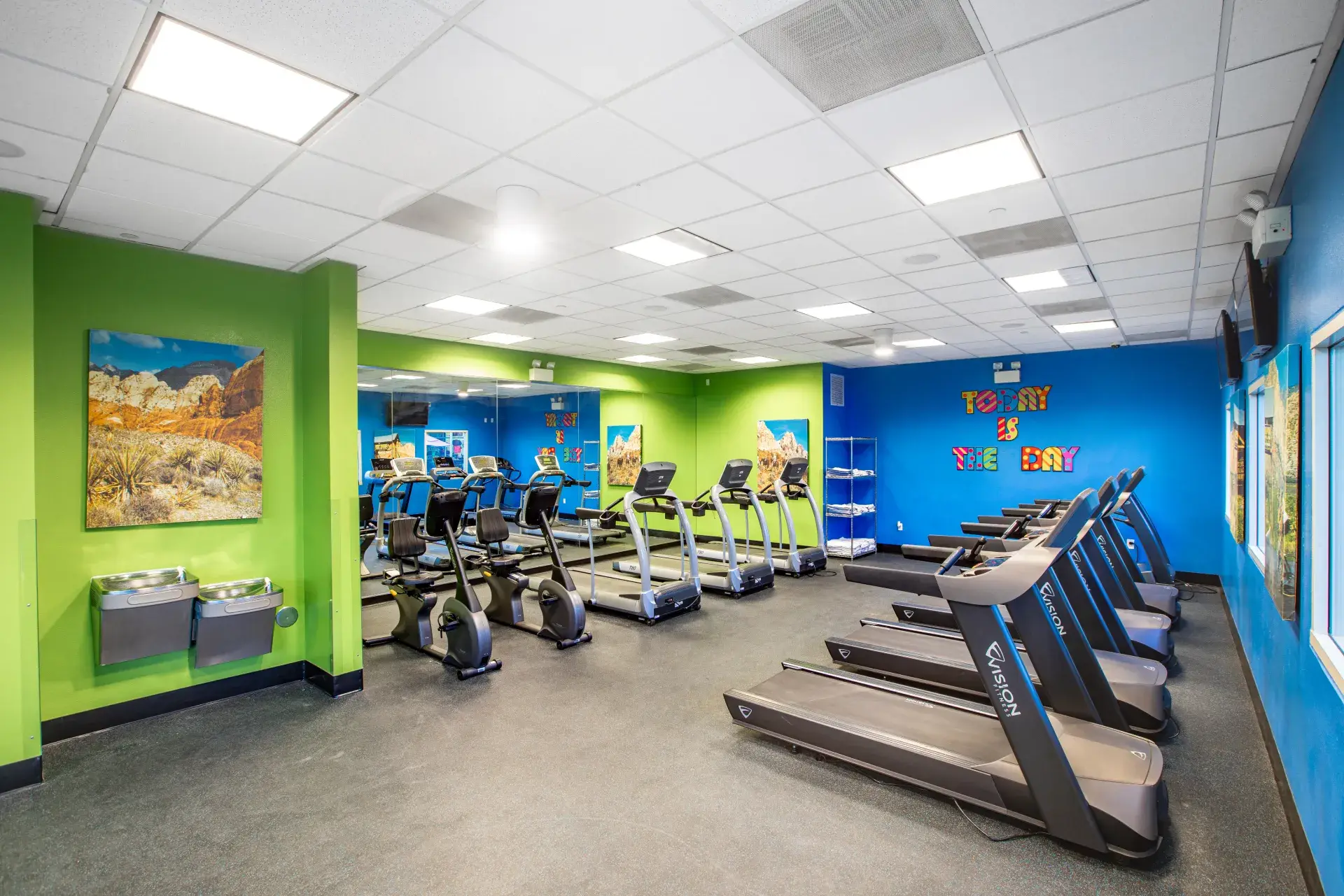 Resort fitness center with cardio and weight equipment