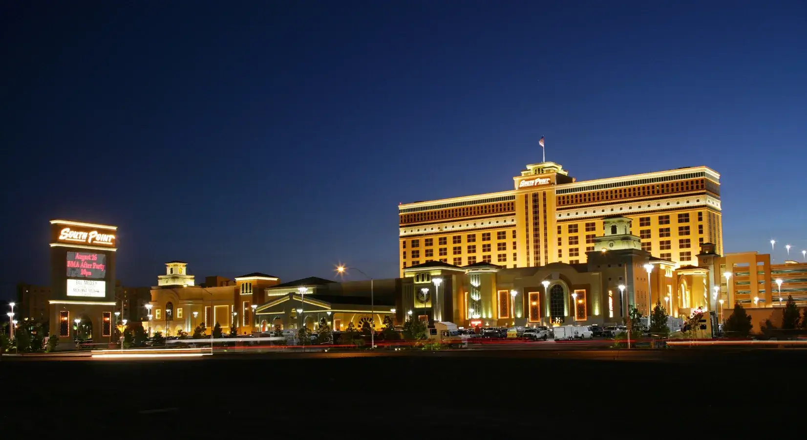 South Point Hotel Casino & Spa exterior at night