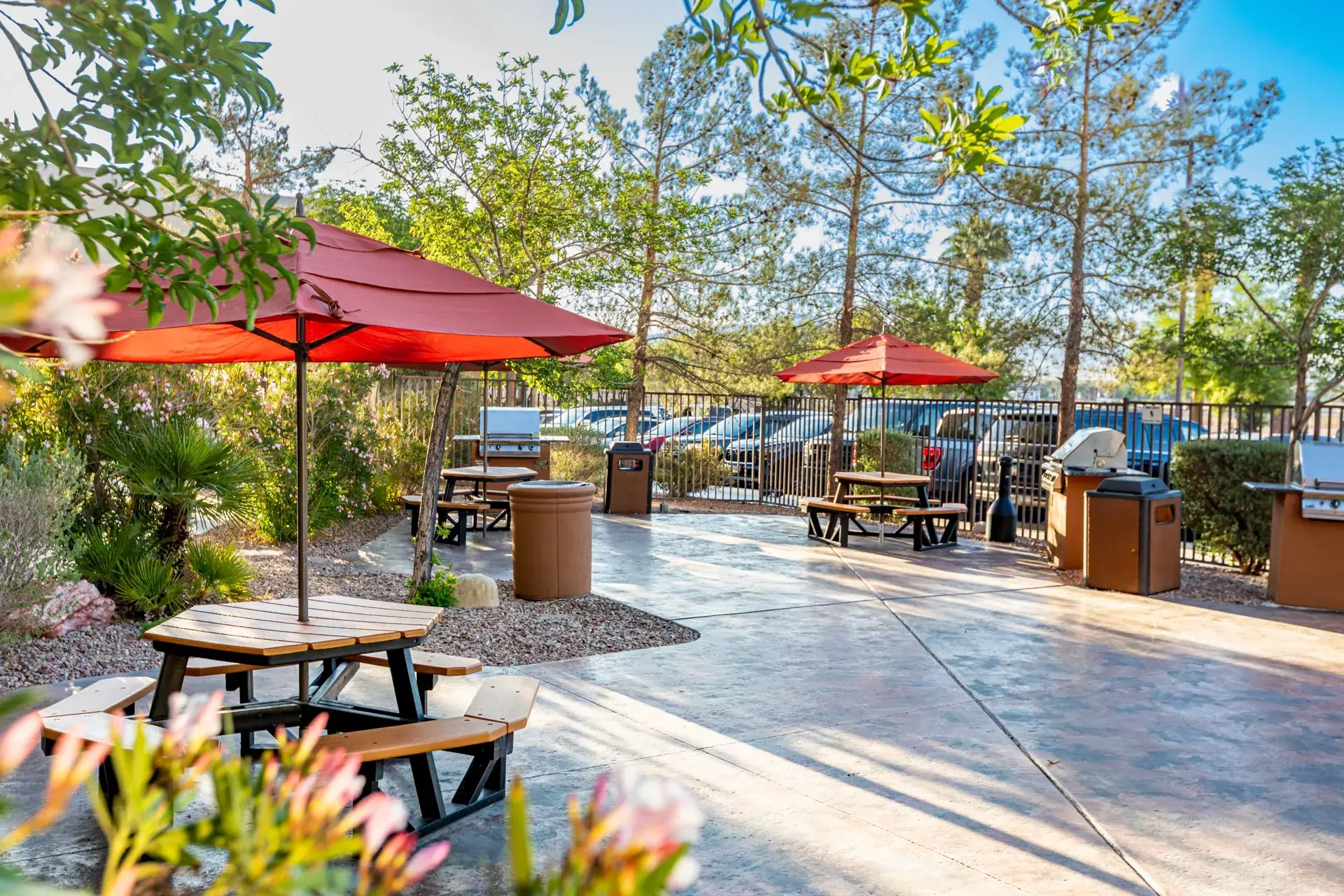 Barbecue grills and picnic area near the Main Pool