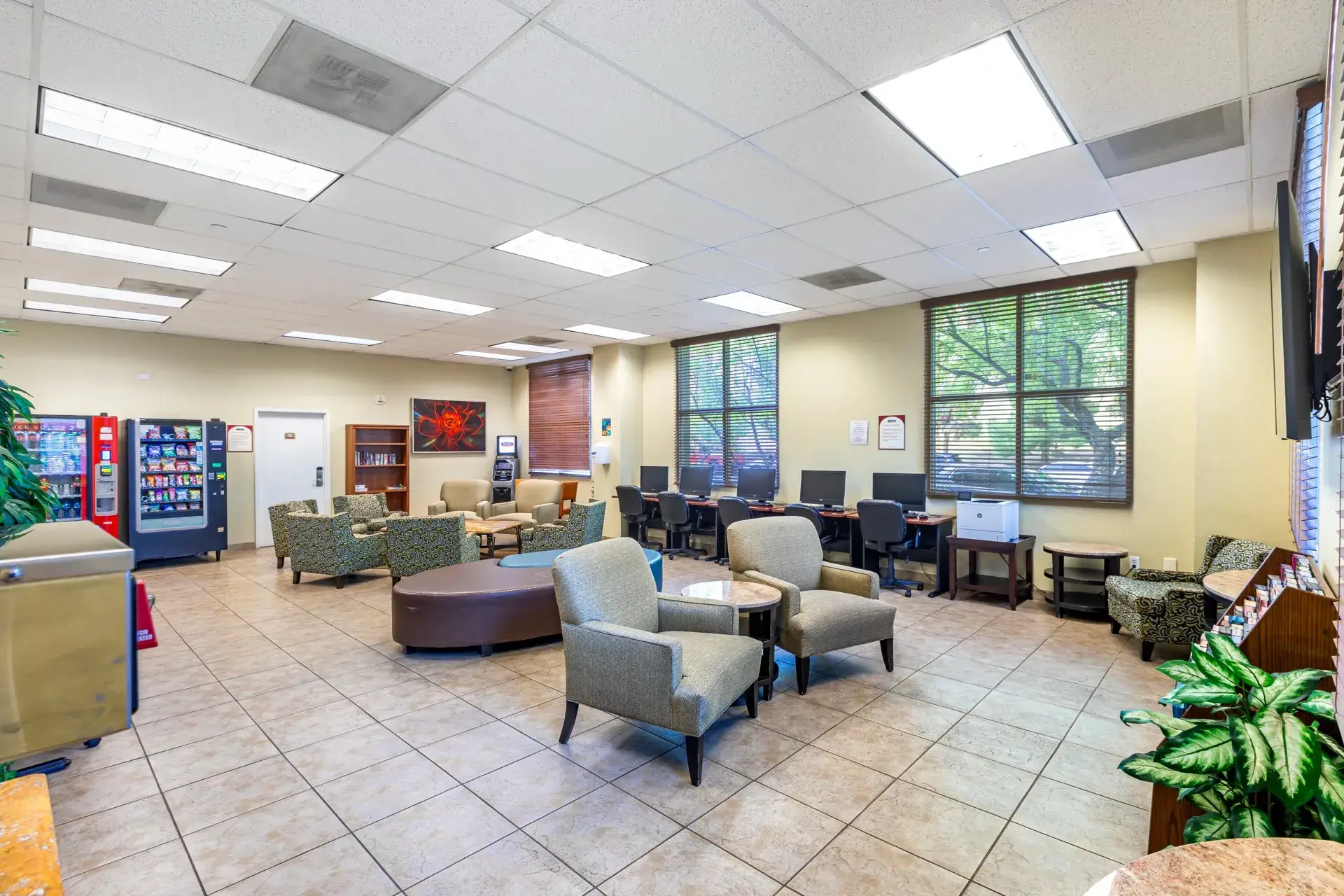 Business center inside the Registration Building
