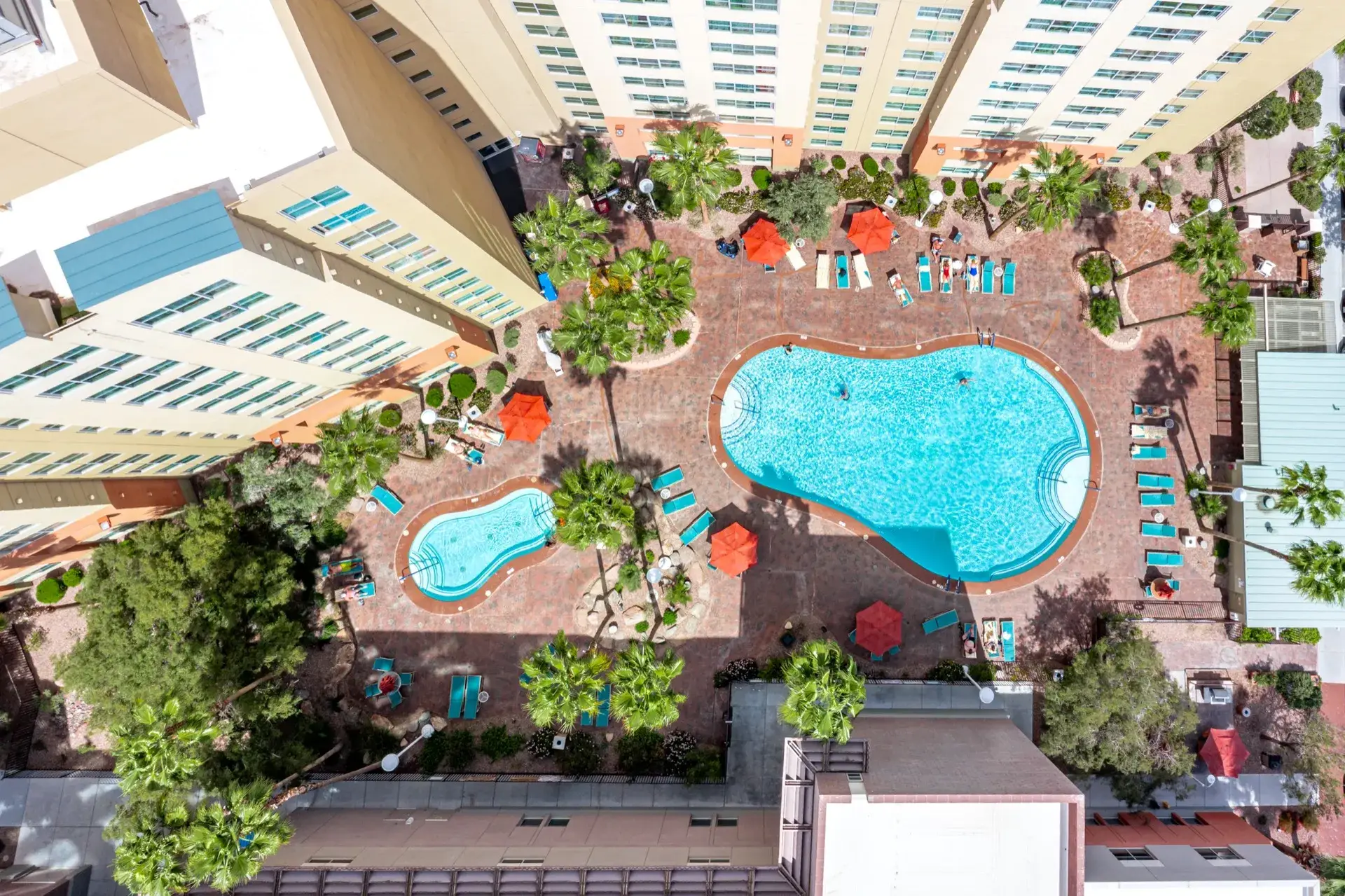 Aerial view of the Iris Pool and hot tub