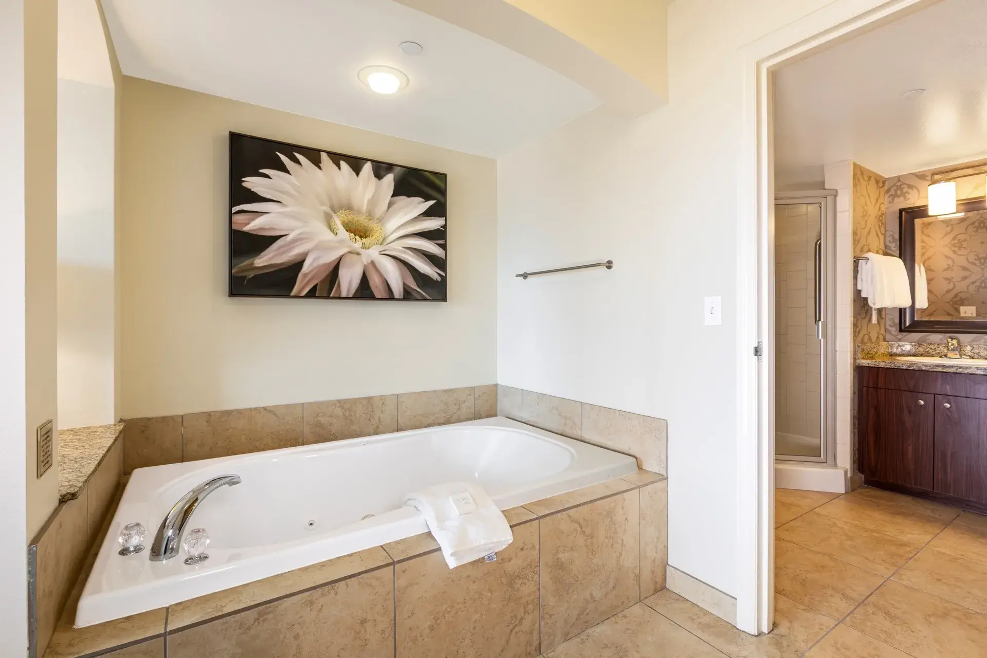 Primary bedroom with a jetted tub