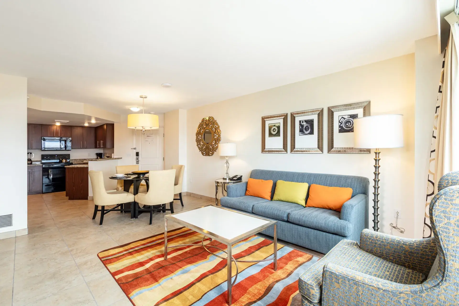 Living room with queen-size sleeper sofa